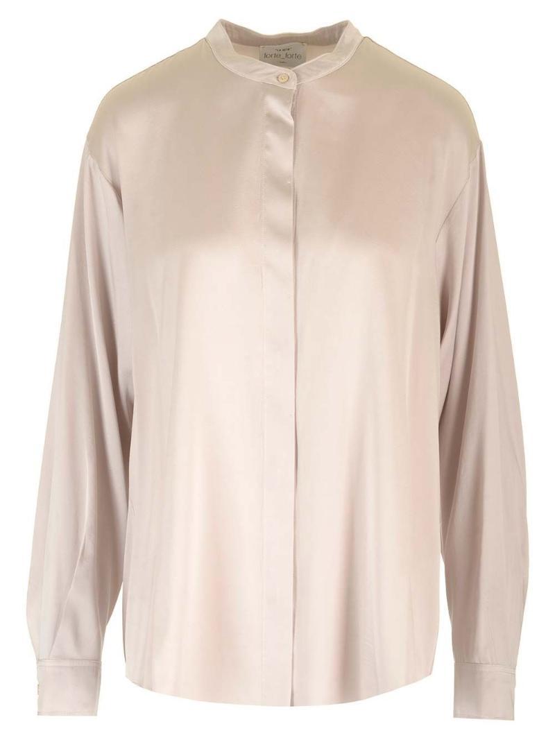 포르테 포르테 A94 12885F46A7023 여성 셔츠 블라우스 Stretch Heavy Satin Silk Collar Shirt P