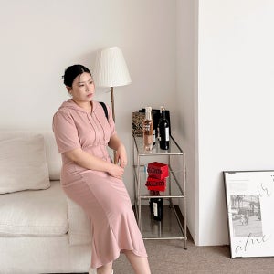 [EVELLET]포에스 후드 슬림 롱원피스