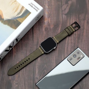 [발렌티노 루디] VRA246-OL 애플워치스트랩 스티치 오일피 프리미엄 가죽밴드 7 6 5 4 3 2 1 SE 세대 38 40 41 42 44 45mm 3492221