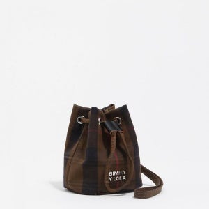 빔바이롤라 체크 패턴 브라운 나일론 미니 버킷 코스메틱 파우치 252BBV145.11600_P018252BBV14511600