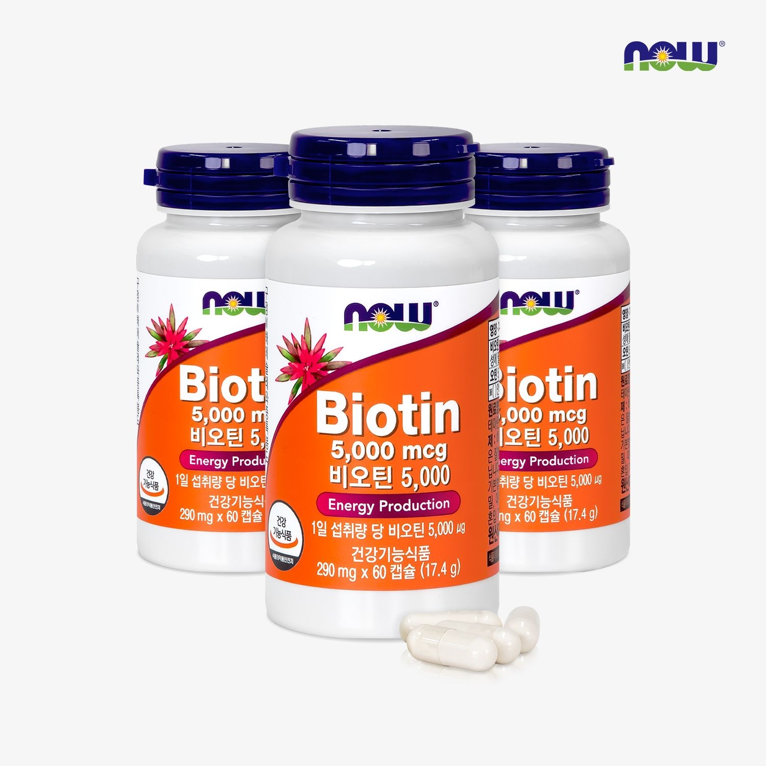 나우푸드 [나우푸드코리아] 나우푸드 <b>비오틴 5000mcg</b> 60캡슐 3병 6개월분