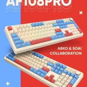 [온누리상품] 앱코 유무선 기계식 키보드 AF108PRO ABKO x SOAI 콜라보 3모드 저소음축