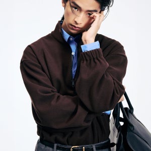 [티엔지티] Oversized Fleece Quarter Zip (Brown) TNTS6E103W2