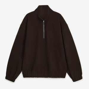 [티엔지티 세트] Oversized Fleece Quarter Zip-up Sweatshirt (Brown) 0TTS6E103W2