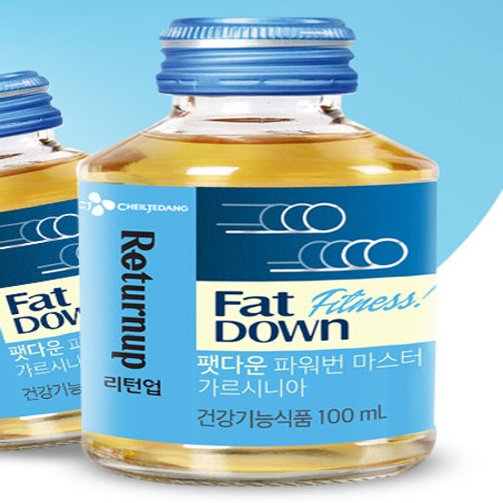 리턴업 팻다운 파워번 마스터 가르시니아 약100mlx10병 <b>살 빼는</b> 분해 빠지는 컷팅제 내장 지방 단기 렙틴 제거  1개  기본
