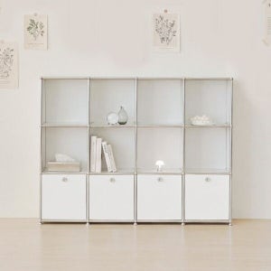 포스트모던 [포스트모던] 발렌 4X3 미드센츄리 낮은 책장 1600 3단 C3 (4도어)