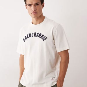 아베크롬비 로고 화이트 티셔츠 T Shirt mit Logo Aufnaher in Wei 210338192WEISS 151226812