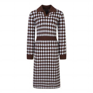 씨(Si) 정가339000 할리퀸체크 카라 니트 원피스 SHOCX2938