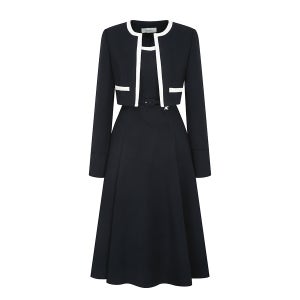 [JJ지고트] 배색 플레어 원피스 +재킷 세트 (DARK NAVY) GS2A0OP141