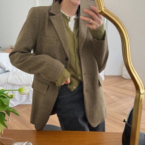 니드 헤링본 울 싱글 자켓[울자켓,간절기아우터,아우터,자켓,봄자켓,간절기자켓]