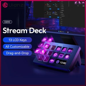 Ulanzi D200 스트림 데크 키보드 13개의 LCD 키 게임용으로 모두 사용자 정의 가능 Boardcast 라이브 스트리밍 Office 콘텐츠 제작 YouTube