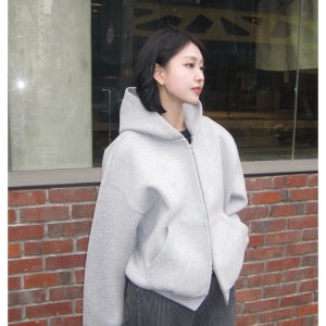 [티엔지티 세트] Sculpted Oversize Hoodie Zip-Up (Melange Grey) 0TTS6E101G2