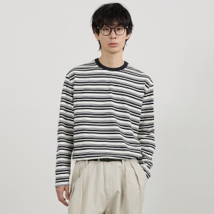 [티메이커] DAILY MULTI-STRIPE LONG SLEEVE TEE BK