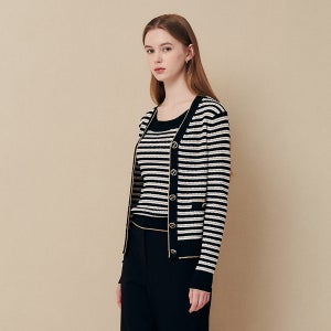 [지고트(OUTLET)] 엣지 스트라이프 라인 포인트 가디건 (BLACK) JR3A1CD186