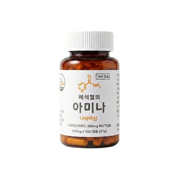 한국바이오팜 비타민B3 배석철의 아미나 나이아신 500mg 100캡슐 1개
