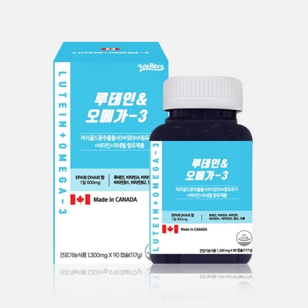WELLERS 루테인 오메가3 고함량 1300mg 90캡슐, 4개