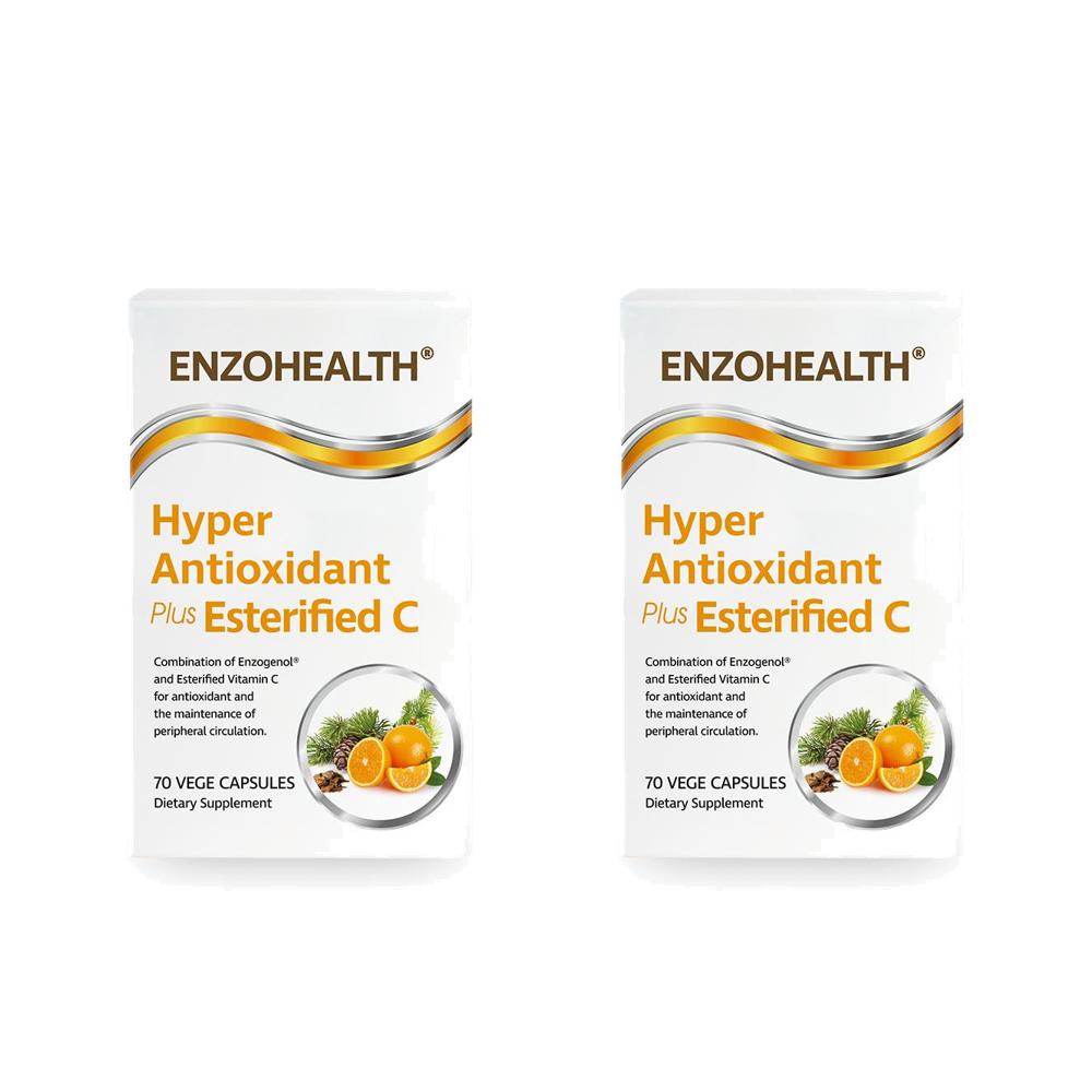 (뉴질랜드직배) 엔조헬스 <b>하이퍼</b> 안티옥시탄트 플러스 이스터씨 비타민C 70베지캡슐 2팩 Enzo Health Hyper