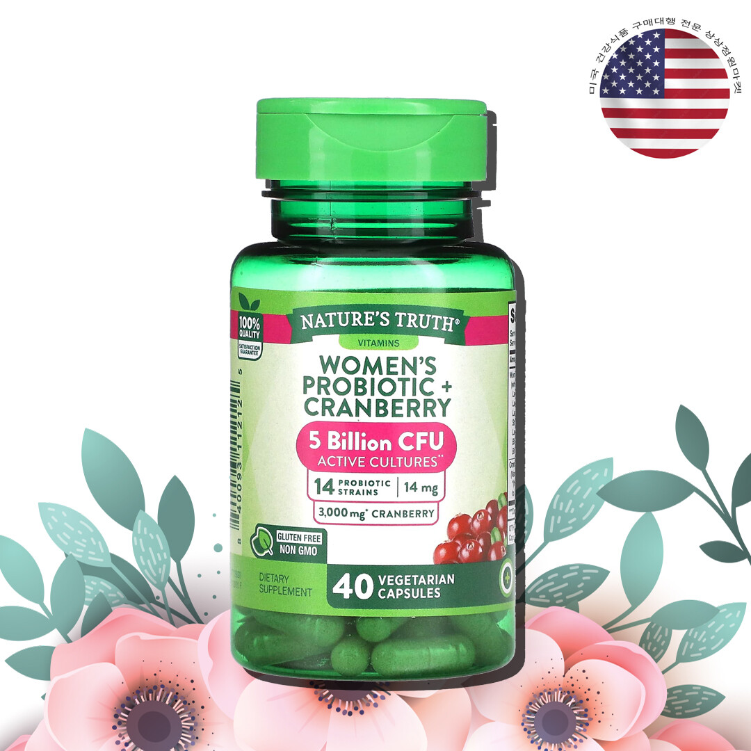 <b>네이처스트루</b> 우먼스 프로바이오틱 유산균 14 스트레인 크랜베리 50억 40정