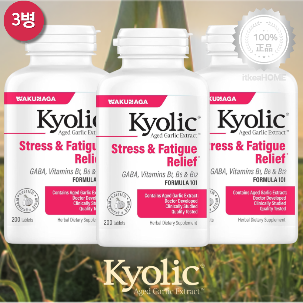 3병 <b>쿄릭</b> 숙성 마늘 스트레스 <b>피로</b> 완화 200정 제 GABA 티아민 비타민b군