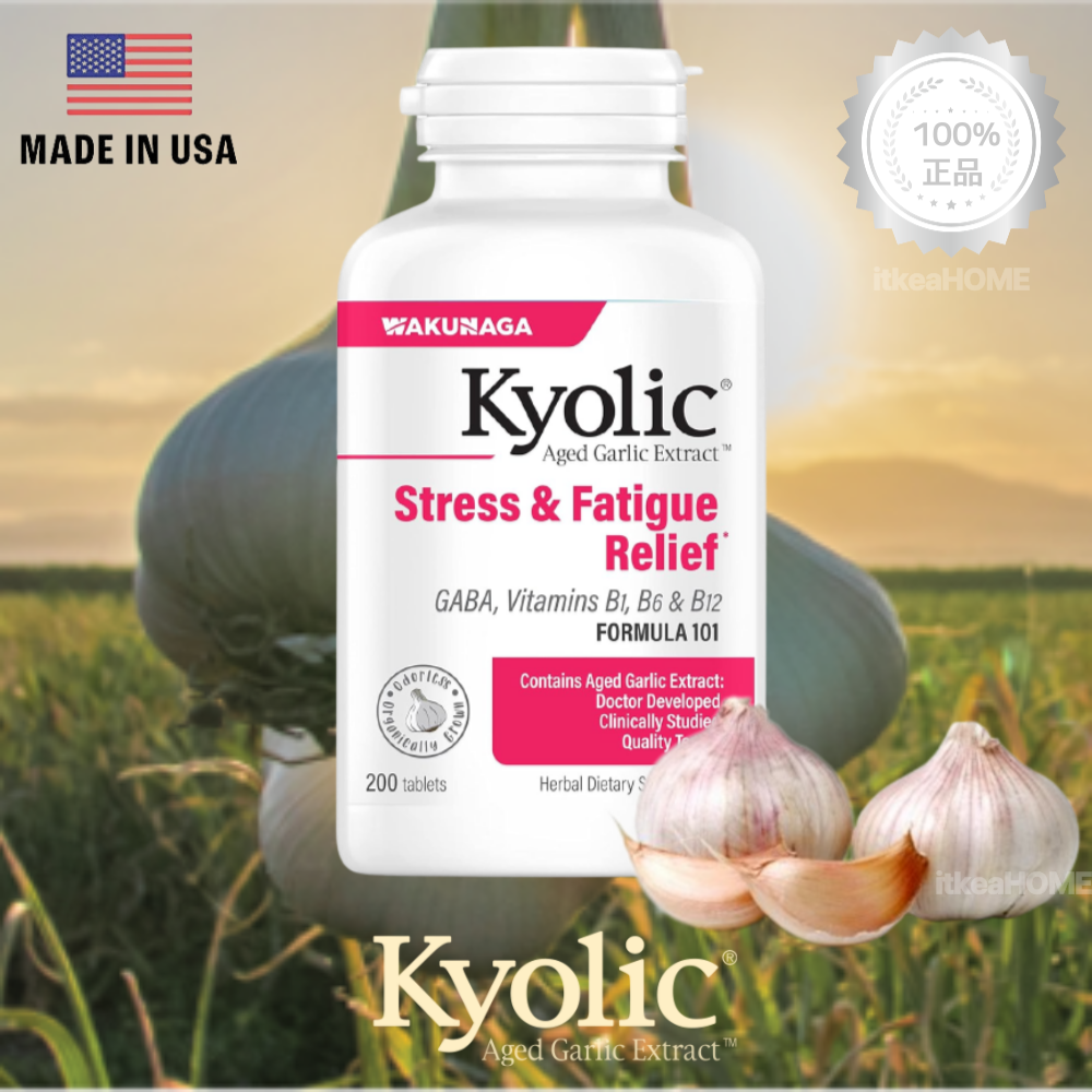 Kyolic <b>쿄릭</b> 숙성 마늘 스트레스 <b>피로</b> 완화 200정 제 GABA 티아민 비타민b군