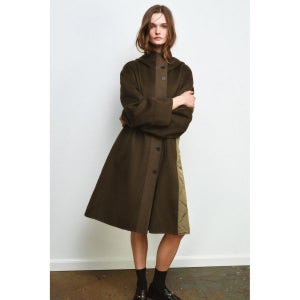 자라 조합 파카 한정판 카키 울 포함 ZW 컬렉션 7522 053 505