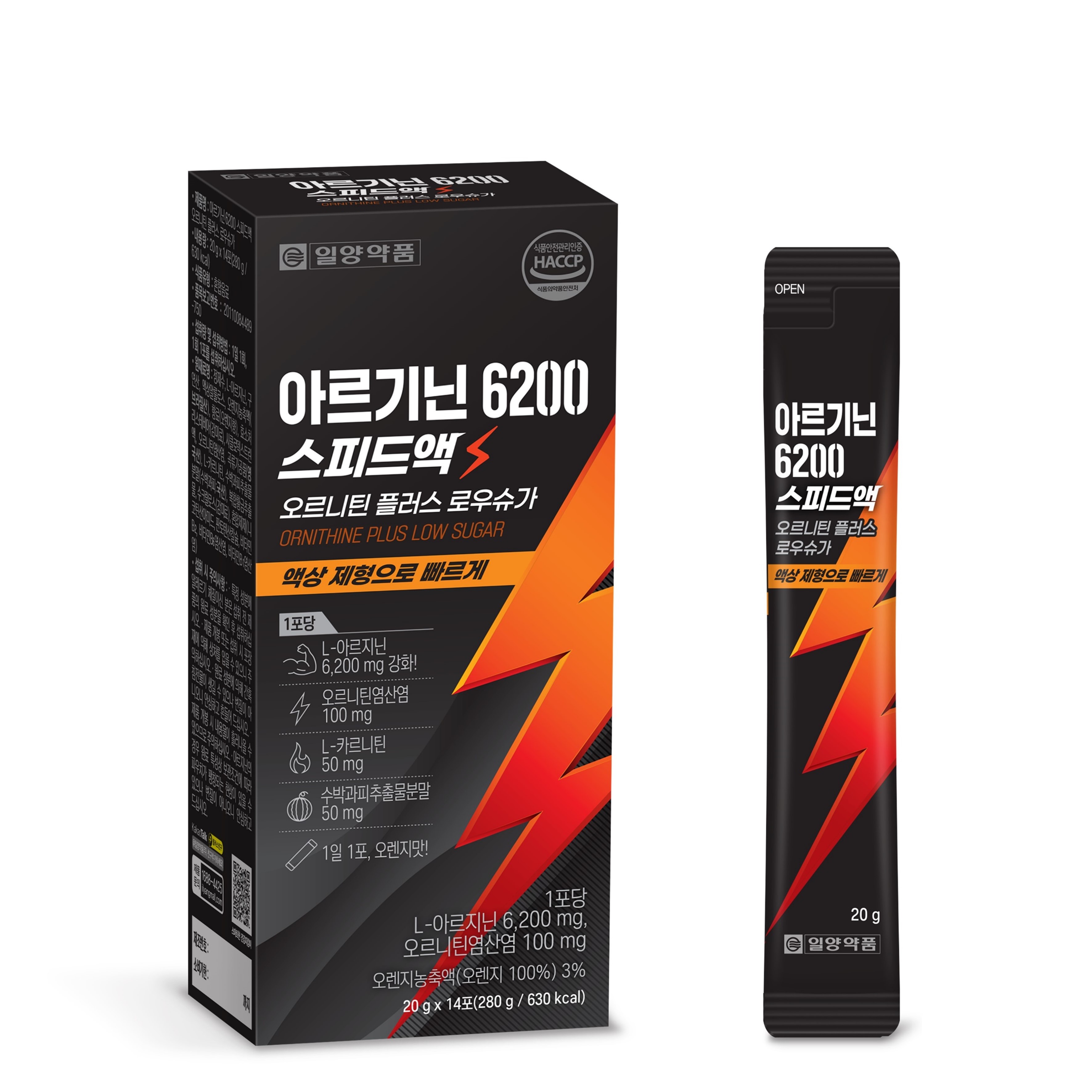 일양약품 <b>아르기닌</b> 6200 스피드액 오르니틴 플러스 로우슈가 20g x 14포, 1개