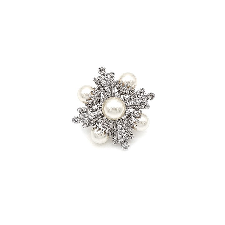 [타니바이미네타니] Christie pearl brooch - 실버