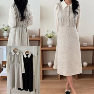 진주버튼클래식원피스 601X108S 빅사이즈 여성의류