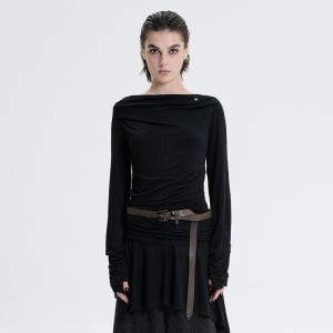 [트리밍버드] Draped Jersey Long Sleeve [ Black ]