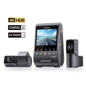 VIOFO A329T 3채널 차량용 DVR 4K 30FPS 전방+2K 망원+2K 후방 블랙박스 절전형 주차 모드, Wi-Fi 6 앱 제어