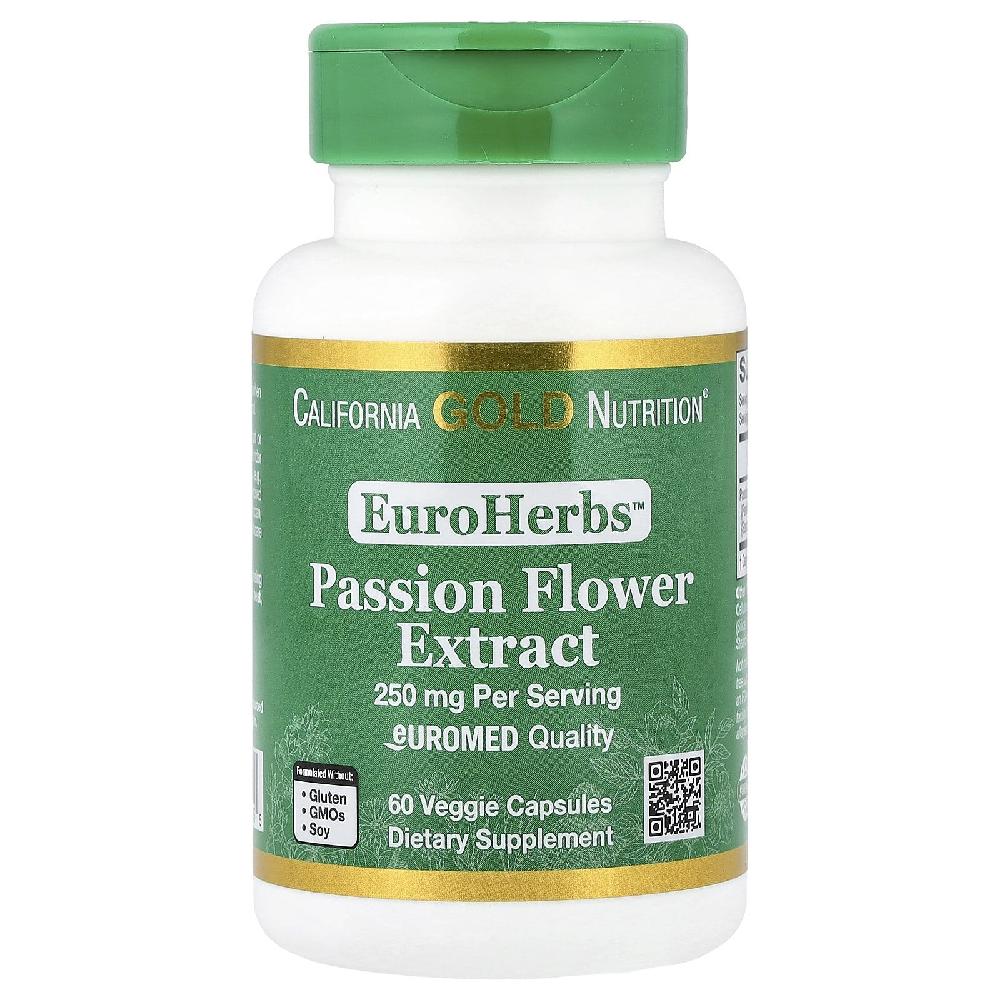 캘리포니아골드 <b>시계꽃 추출물</b> 250mg Passion Flower 패션 플라워 캡슐 60정