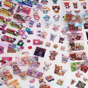 [방과후] 중복없이5장✩리락쿠마,키티 투명 스티커세트/ 고전문구 고전스티커 다꾸 다이어리 스티커 투명스티커 폰꾸 스티커세트