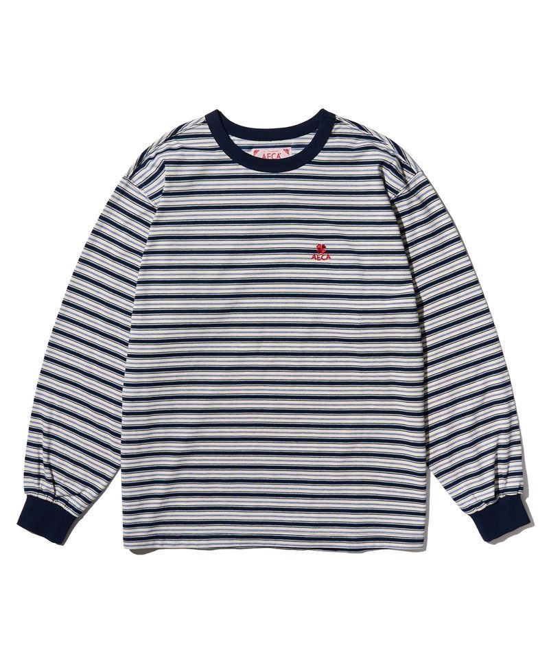 [정품] 에이카 화이트 맨투맨 스웨터 긴팔 티셔츠 데일리 AECA STRIPE LONG SLEEVE-RY