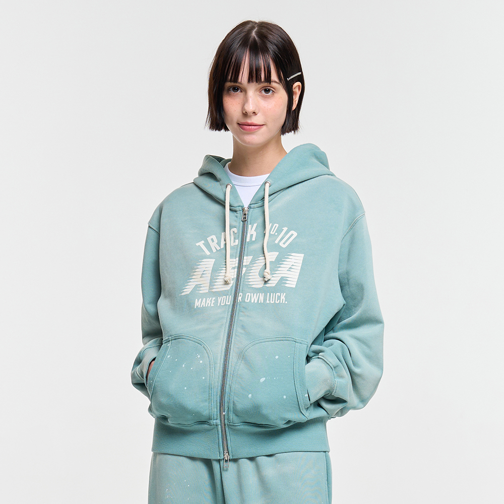 [에이카화이트] AECA TRACK NO.10 PAINTED ZIP-UP HOODIE-GREEN