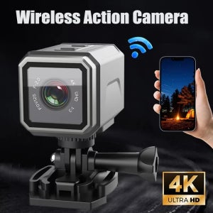 울트라 HD 4K 휴대용 카메라 (핫스팟 WiFi 지원), 흔들림 방지 기능이 있는 야외 스포츠 미니 카메라 (스크린 포함), 오토바이 및 자전거용 블랙박스