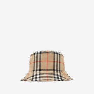 Burberry 체크 코튼 버킷 햇 , 크기: M, 샌드 베이지