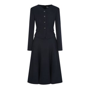 [더아이잗] 브이넥 재킷 플레어 원피스 (NAVY) IS3A0OP011