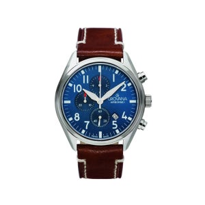 [2차예약] 에어본 크로노그래프 블루 다이얼 브라운 가죽 43mm