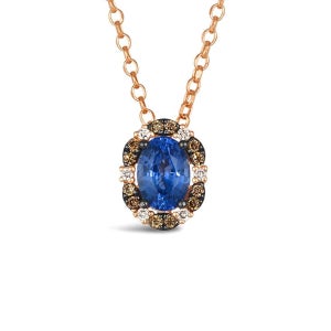 레비안 사파이어 펜던트 14K 로즈 골드 다이아몬드 0 84 ct 르 14k 목걸이 Precious Rose Gold tw Diamond Sapphire Pend 151423630
