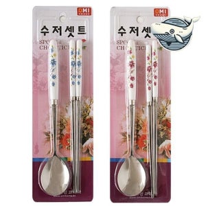 친절한탄씨 플라워 디자인 고급 수저세트 우아한 타원형 수저세트 식기류 수저류 젓가락