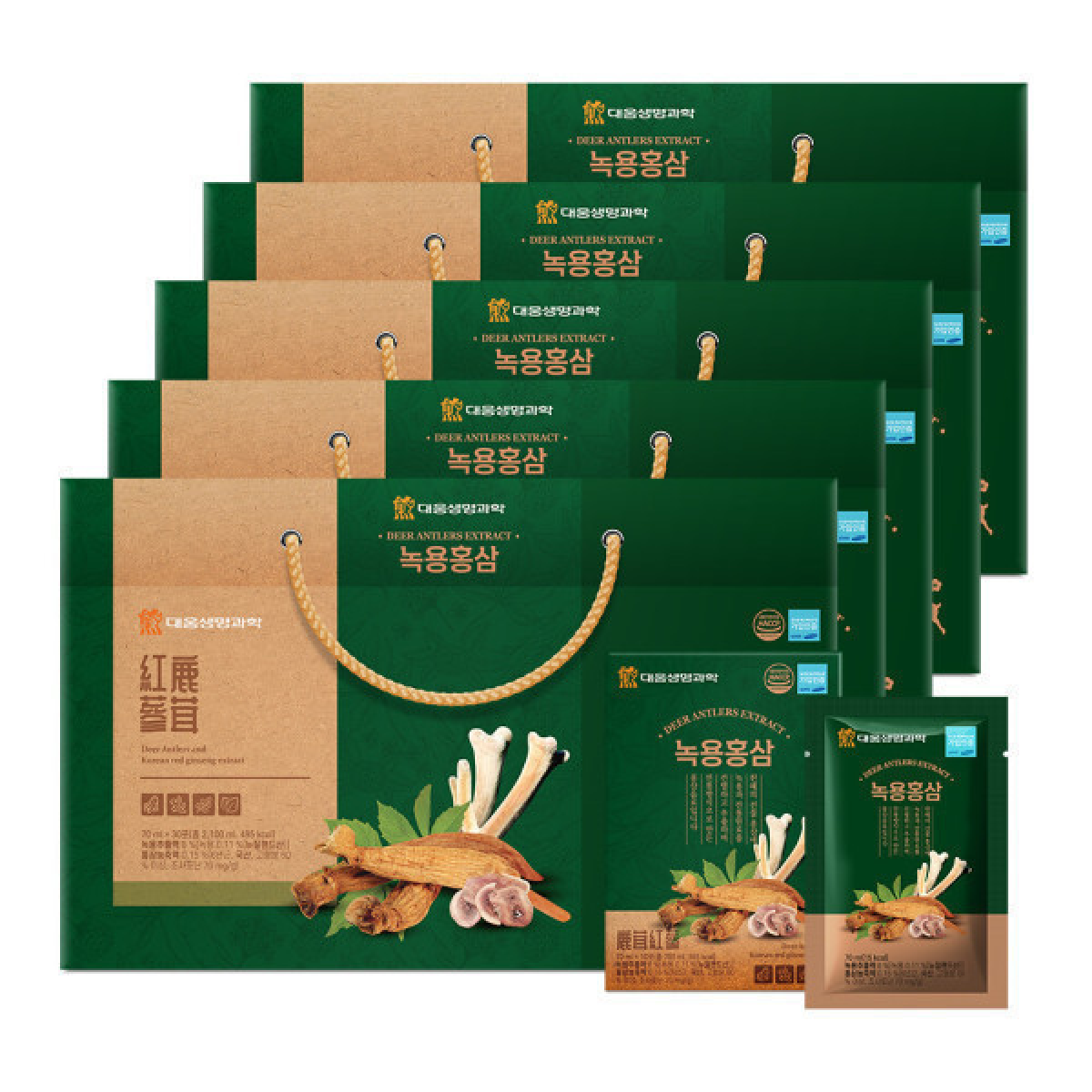 대웅생명과학 녹용홍삼 70mlX30포 5세트/선물세트 /국산 <b>생녹용</b>추출액6년근홍삼당귀천궁 함유  70ml  5세트