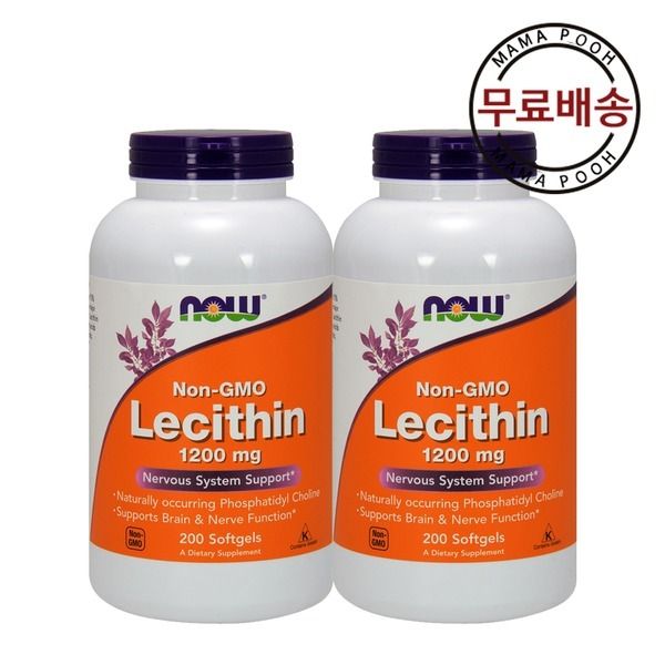 나우푸드 1+1 나우 푸드 유기농 <b>레시틴 1200mg</b> 200 소프트젤