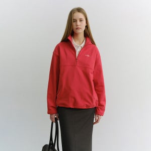 [던스트] UNISEX RELAXED HALF ZIP-UP SWEATSHIRT RED_UDTS6A102R2