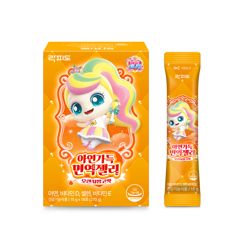 락피도 캐치티니핑 뽀니핑 아연가득 면역젤리 오렌지망고맛 15g x 18포, 2개
