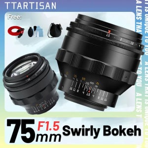 TTArtisan 75mm F1.5 수동 초점 렌즈 (M42 마운트 카메라 어댑터 포함) - 소니 E, 니콘 Z, 니콘 F, 캐논 R, 후지 FX, EOS M, M43, EF L,