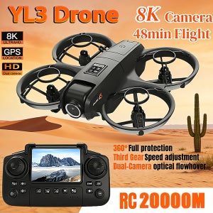 YL3 드론 8K 5G GPS 전문가용 HD 항공 촬영 원격 조종 항공기 HD 듀얼 카메라 쿼드콥터 장난감 2026 신제품