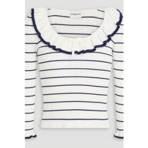 끌로디피에로 러플 장식 스트라이프 니트 스웨터 화이트 46376663163058295