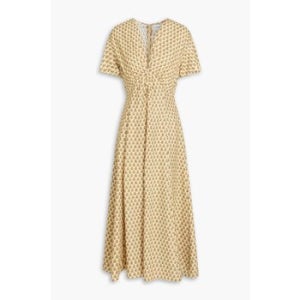 끌로디피에로 플로럴 프린트 크레이프 미디 드레스 옐로우 46376663163057411