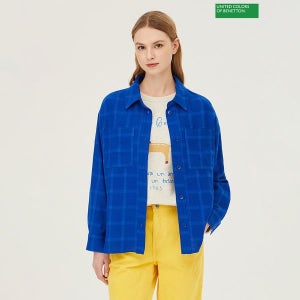 베네통 비딩 자수 체크 블라우스 BABL01411