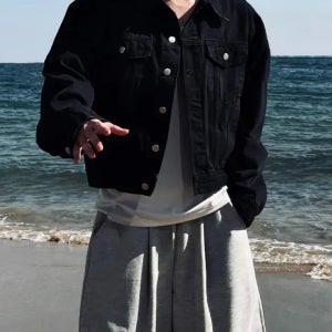 [당일배송] 크롭 데님자켓 청 남방 트러커 흑청 연청 사계절 가을 (4color)